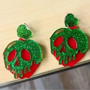 Green and Red Skull Earrings